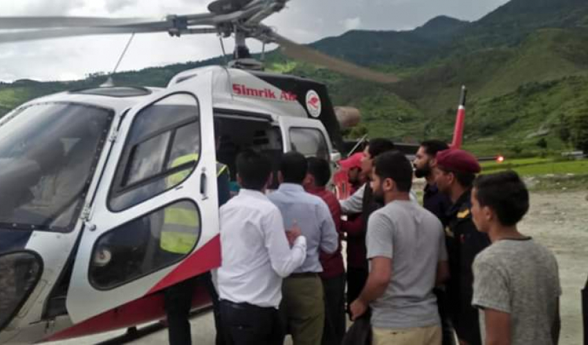 बझाङमा अत्याधिक रक्तश्राव भएकी महिलाको हेलिकप्टर मार्फत उद्धार