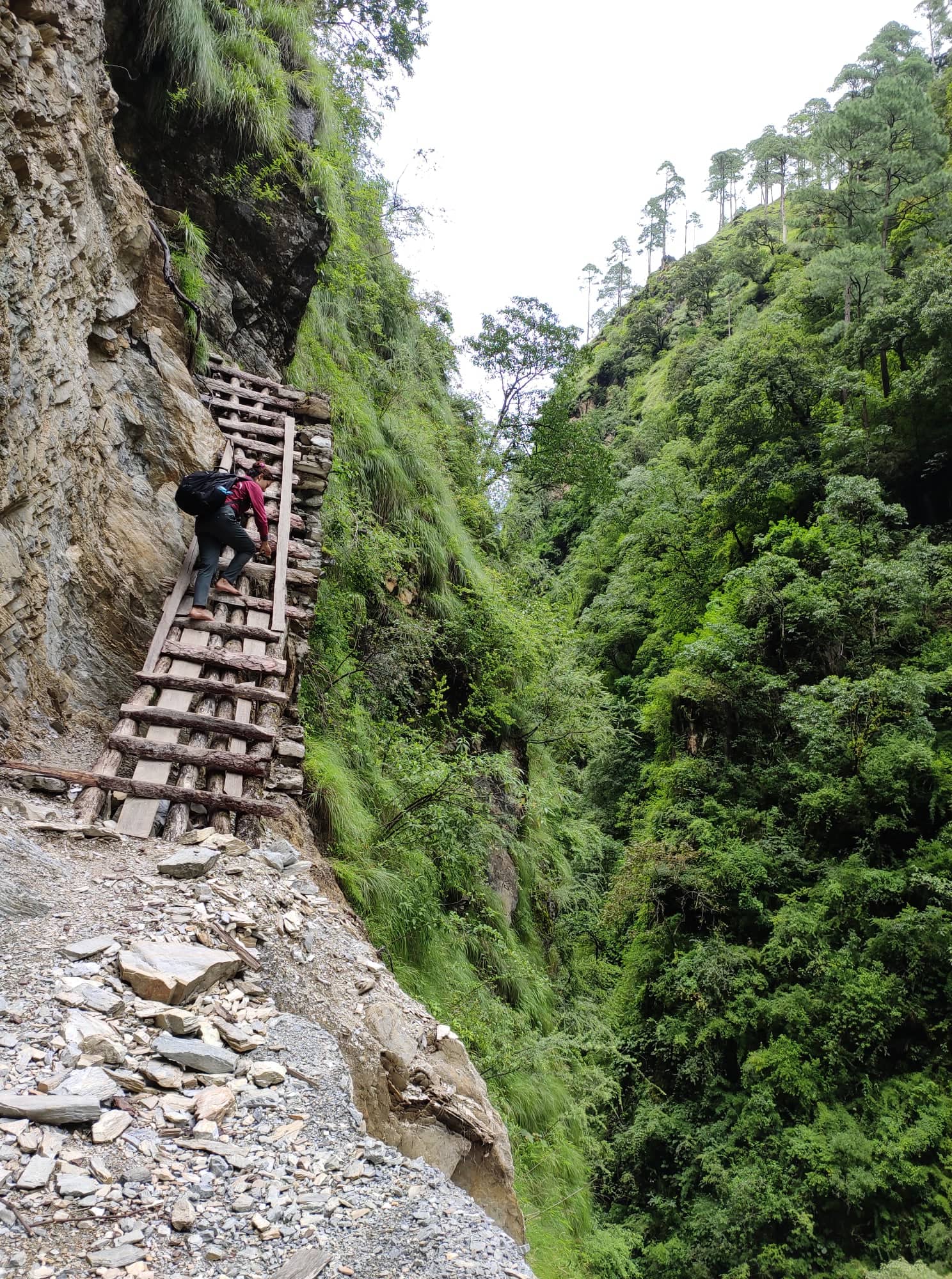 डर लाग्दो भिरमा सिढिँको साहारामा जोखिम यात्रा