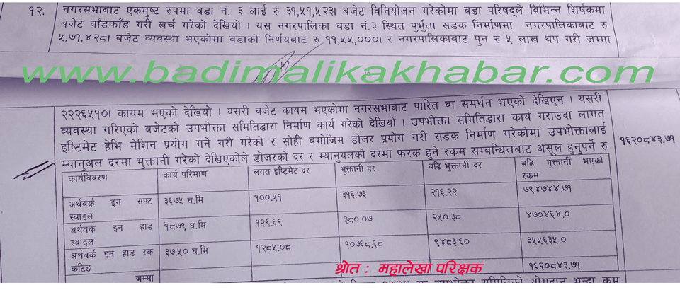 काम डाेजरकाे भुक्तानी श्रमिककाे