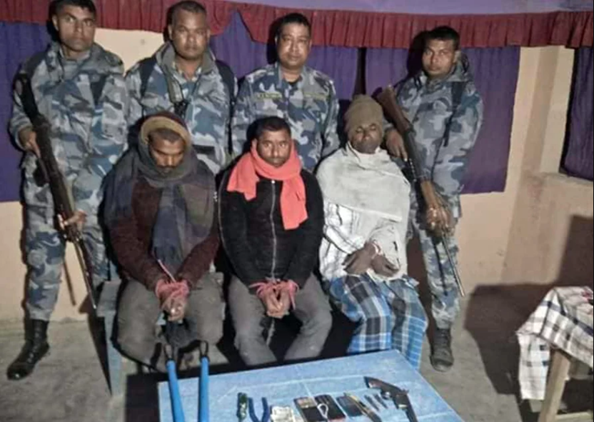 तीन जना हतियारसहित पक्राउ