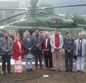 आकाशबाटै कालापानी अवलाेकन गरेर फर्किए रक्षामन्त्री