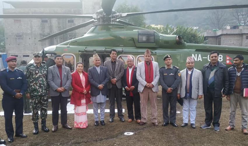 आकाशबाटै कालापानी अवलाेकन गरेर फर्किए रक्षामन्त्री