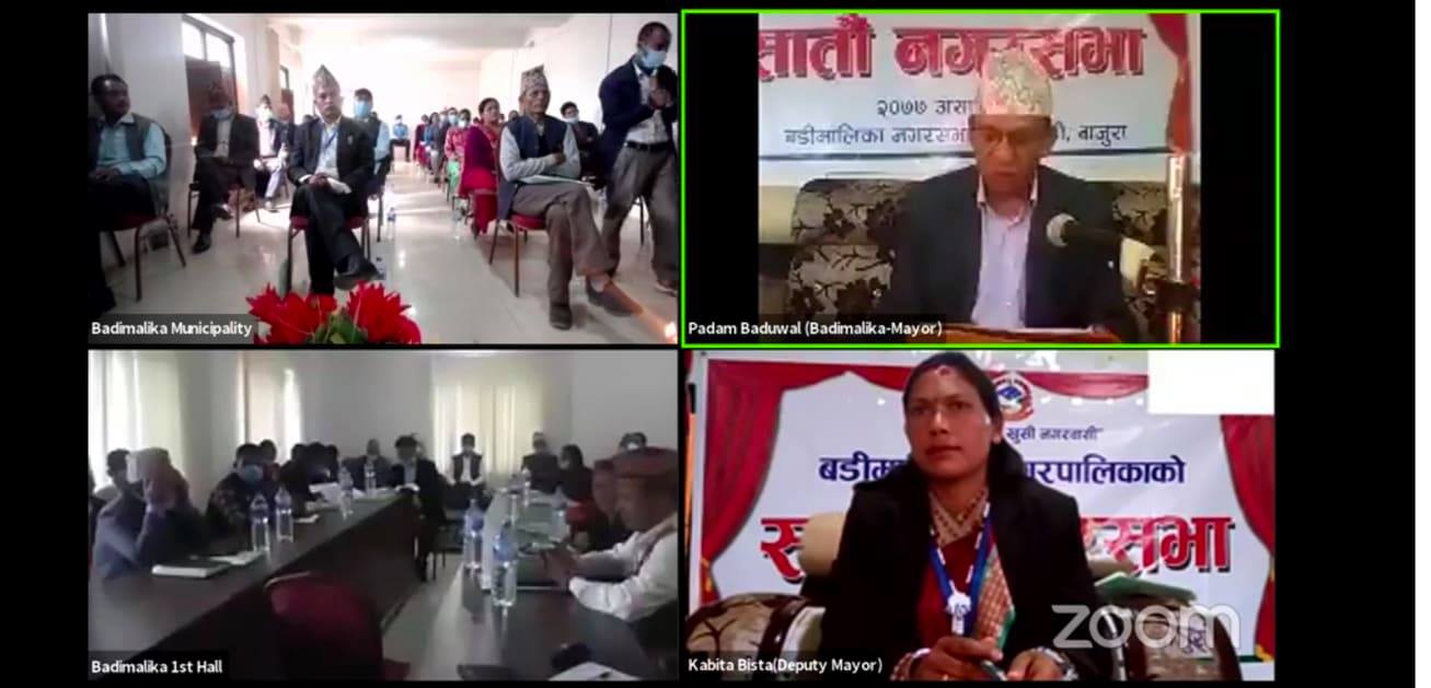 बडिमालिका नगरपालिकाकाे नगरसभा भिडियो कन्फरेन्स बाट