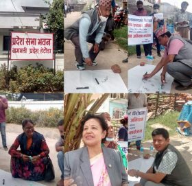 प्रदेश सभा अगाडी स्वतन्त्र जनदबाबको हस्ताक्षर अभियान