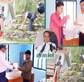 बिश्वबिख्यात रक्तदाता तथा समाजसेवी मैनालिको सहयोगमा बडिमालिका खबरद्धारा राहत वितरण