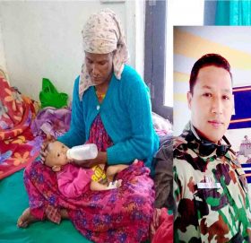 नेपाली सेनाका गुल्मपती  श्रेष्ठले गरे कुपोषित बच्चालाई सहयोग