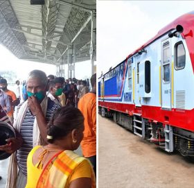 जनकपुरधामको स्टेशनमा रेल हेर्नेको भिड