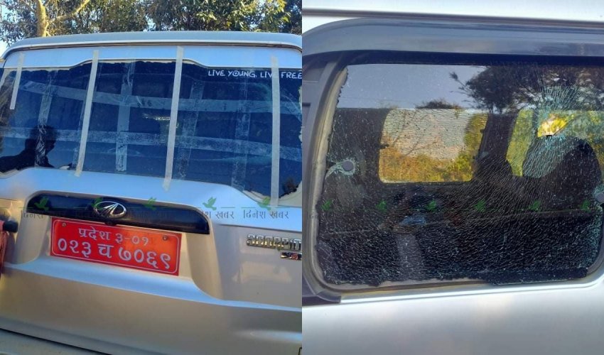 नेकपा सुदूरपश्चिमका अध्यक्ष थापा चढेको गाडीमा ढुंगामुढा