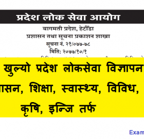 फेरी खुल्यो बाग्मती प्रदेश लोकसेवा विज्ञापन