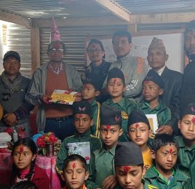 नेकपाका नेता शाही जसले जन्मदिनमा विद्यालयलाई सहयोग गरे