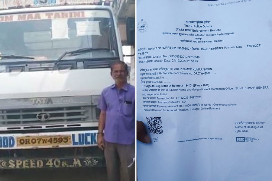 हेलमेट नलगाएको आरोपमा ट्रक ड्राइभरमाथि १६ सय जरिबाना