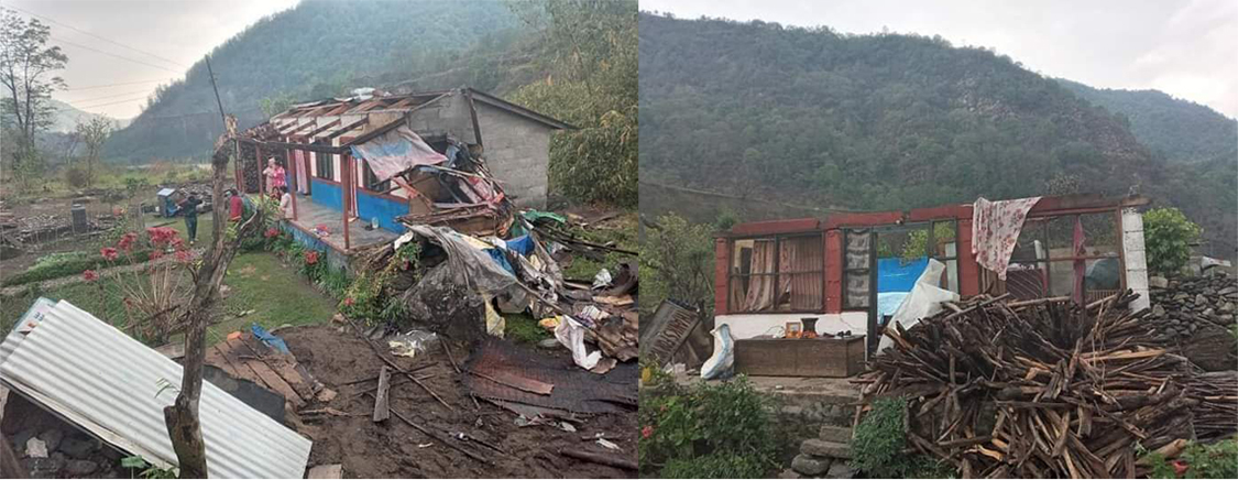 पहिले सेती बाढीले बगायो, अहिले हावाहुरीले उडायो