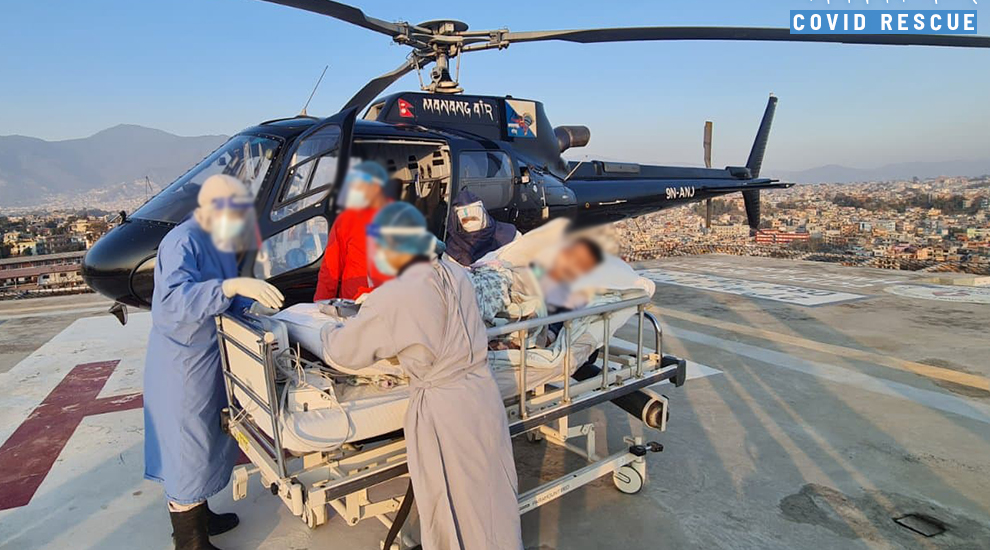 कोरोनाका गम्भीर बिरामीका लागि हेलिकोप्टरको माग बढ्यो