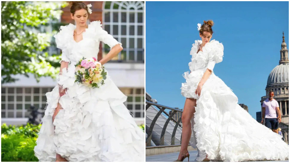 फ्याँकिएका मास्कबाट गज्जबको बेहुली पहिरन