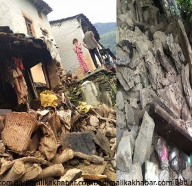 सोमवारको अभिरल बर्षाका कारण त्रिवेणीमा घर भत्कियो