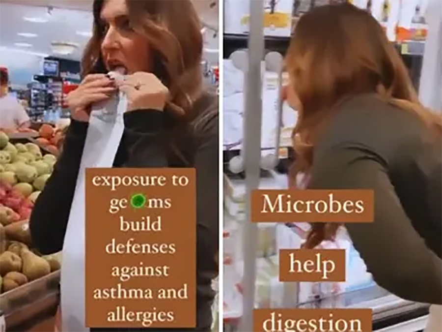 कोरोना झुटो हो भन्दै महिलाले यसरी चाटिन् सुपरमार्केटका सबै चिज