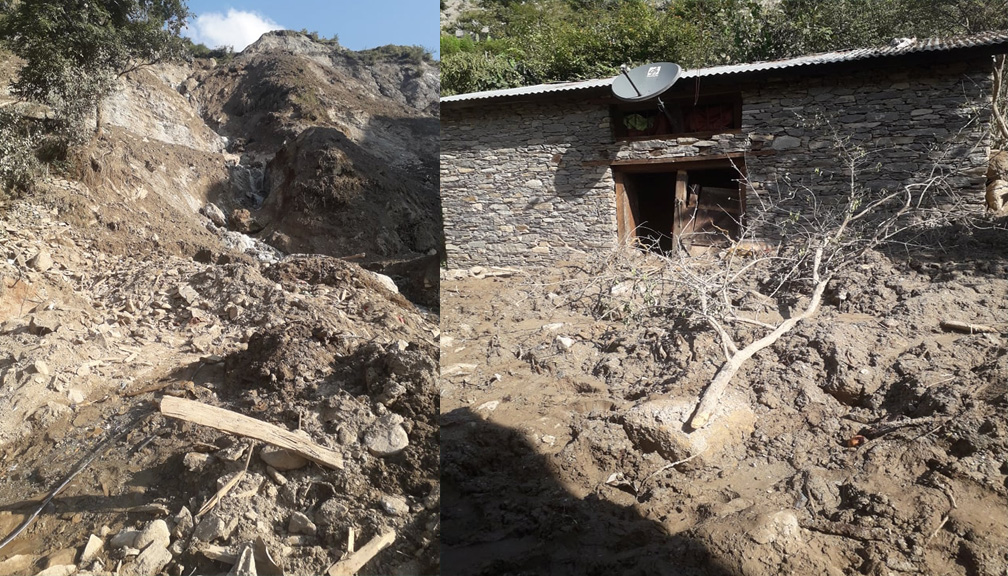 अझै पहिरोको उच्च जोखिममा छन् घाटखोलामा रहेका केही घरहरु