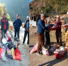 बझाङको खप्तडछान्ना गाउँपालिकामा बाढी पहिरो प्रभावितलाई राहत वितरण