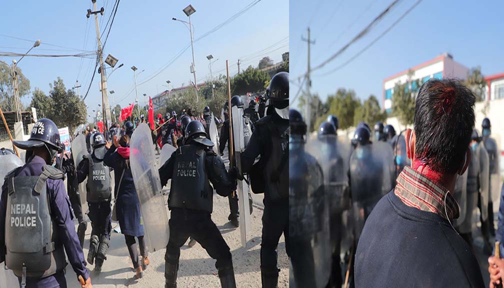 एमसीसीको विरोध गर्नेमाथि प्रहरीको लाठी चार्ज, १५ जना पक्राउ