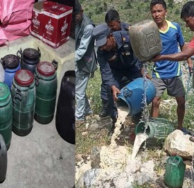 बाजुराकाे हिमाली गाउपालिकामा  ८ पेटी अवैध घरेलु मदिरा बरामद