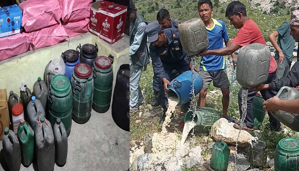बाजुराकाे हिमाली गाउपालिकामा ८ पेटी अवैध घरेलु मदिरा बरामद