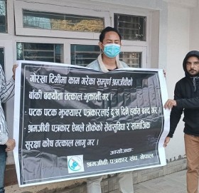 पारिश्रमिक नपाएपछि पत्रकार आन्दोलनमा