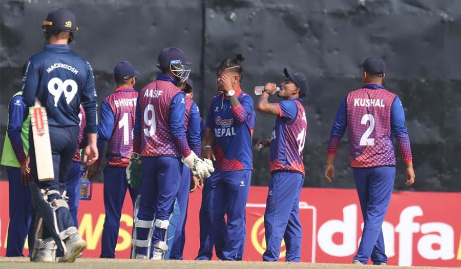 स्कटल्याण्डविरुद्धको खेल जित्न नेपालले पायो २७५ रनको लक्ष्य