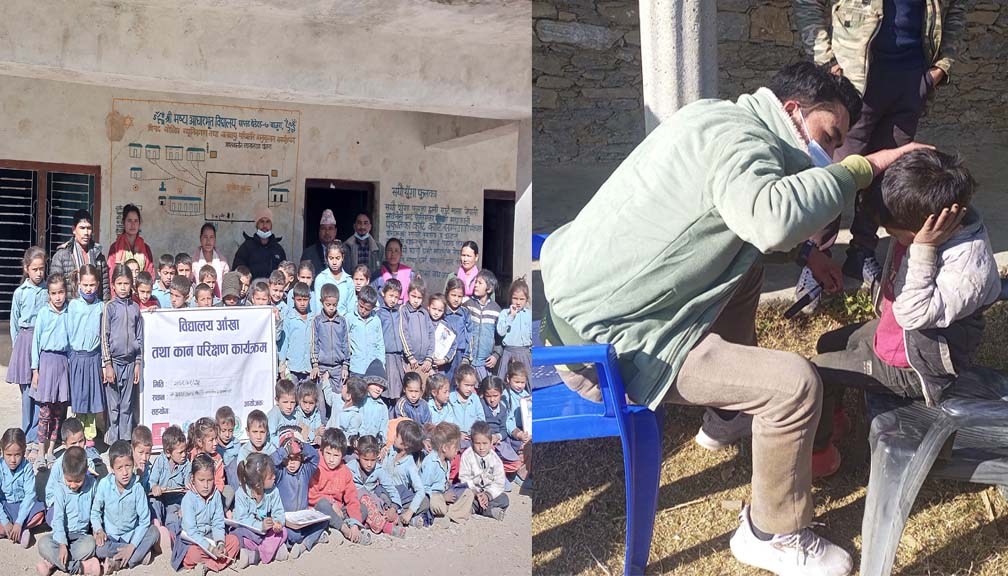 बाजुरामा कक्षा १ देखी ३ सम्मका  बिद्यार्थीको निशुल्क आँखा र कानको चेकजाँच