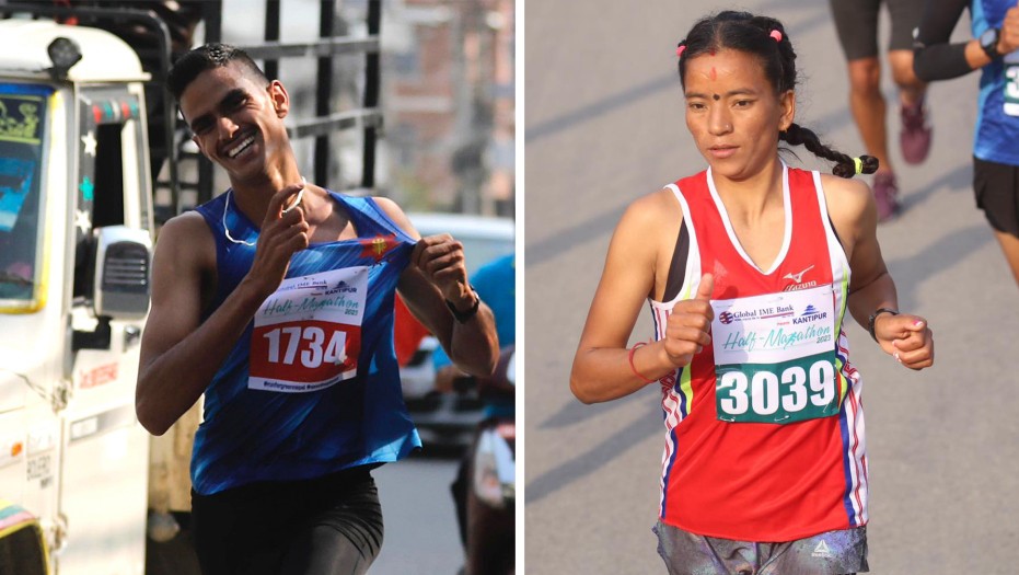 मुकेश र राजपुरालाई कान्तिपुर हाफ म्याराथनको उपाधि