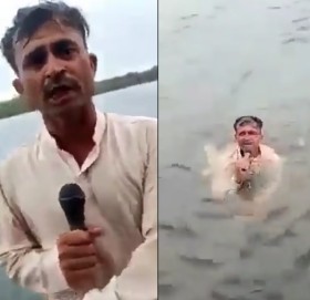 समुद्रको गहिराई बताउन पानीमै हाम फाले पत्रकारले