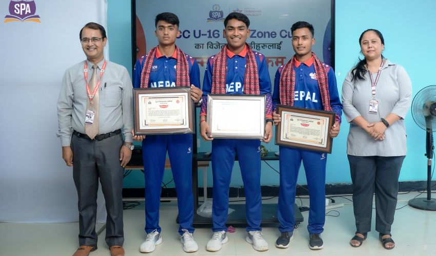 यू–१६ विजेता खेलाडीहरुलाई एसपीएको सम्मान