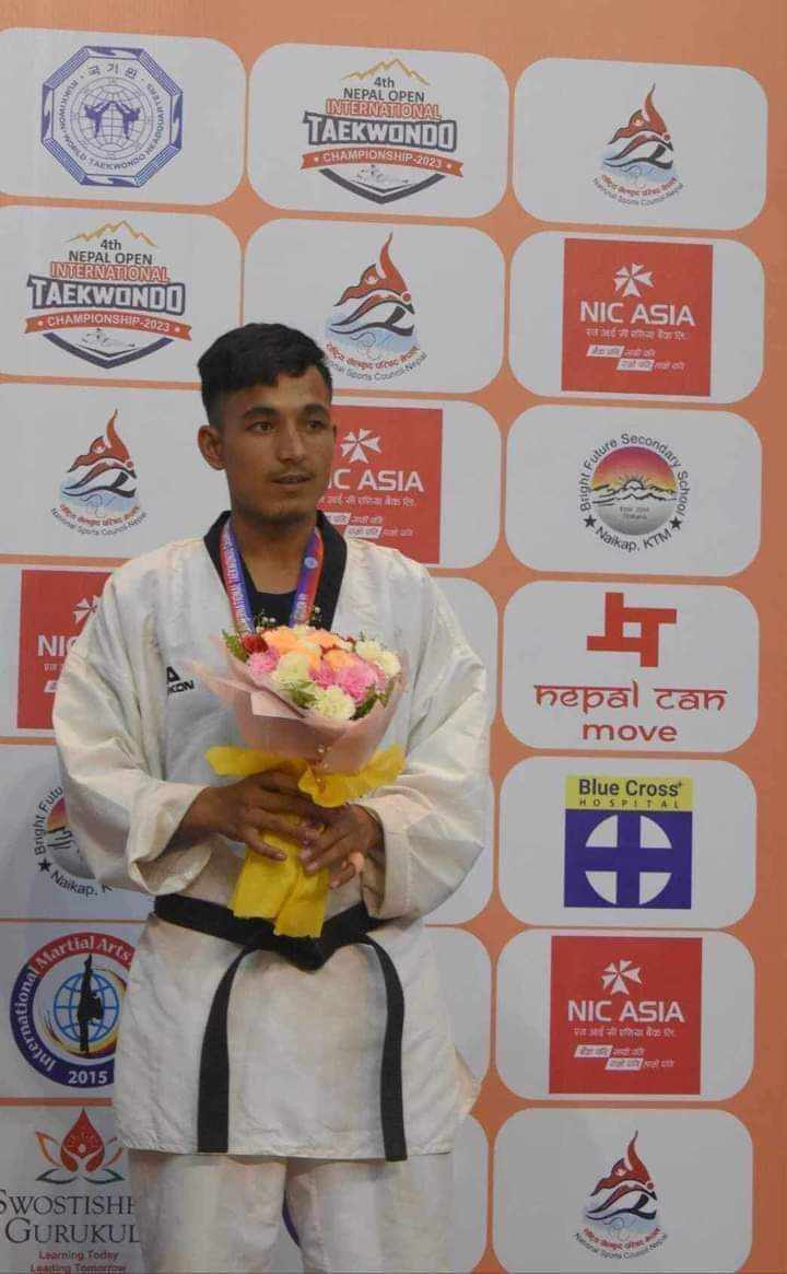 अन्तर्राष्ट्रिय तेक्वान्दो प्रतियोगितामा बाजुराका सागर धामी दोस्रो