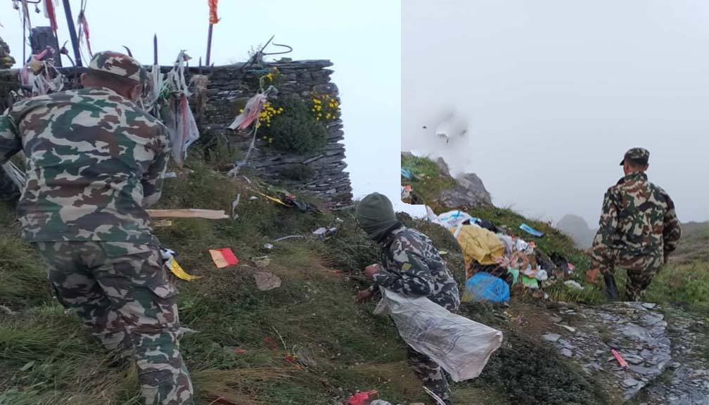 तिर्थमेला सम्पन्नपछि नेपाली सेनाद्धारा बडिमालिका र त्रिबेणी पाटन क्षेत्रकाे सरसफाई