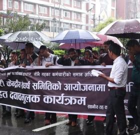 संघीय निजामती विधेयकको विरोधमा देशभरका स्थानीय तहका कर्मचारी सडकमा