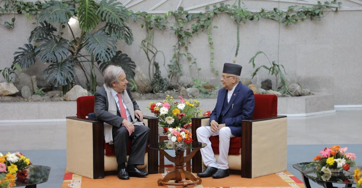 राष्ट्रसंघका महासचिवसँग ओलीले भने : शान्ति प्रक्रिया टुंग्याउन प्रधानमन्त्रीकै कारण असहज भयो