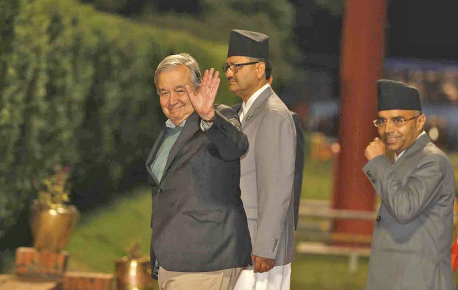 नेपाल भ्रमण पूरा गरी फर्किए महासचिव गुटेरेस