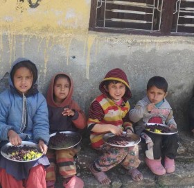 बडिमालिकाका सामुदायिक विद्यालयमा दिवाखाजासँगै रैथानेबालीका परिकार