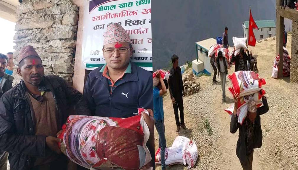 बाजुराको अति दुर्गम गाउँ मुक्तिकोटमा चामल बिक्री वितरण सुरु