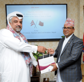 पर्यटन मन्त्री पाण्डेसँग नेपालका लागि कतारका राजदूत अन्सारीद्वारा भेट