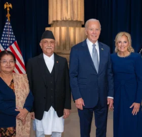 वाइडेनको स्वागत समारोहमा प्रधानमन्त्री ओली सहभागी