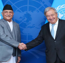 प्रधानमन्त्री ओली र राष्ट्रसङ्घका महासचिव गुटेरेसको भेटवार्ता