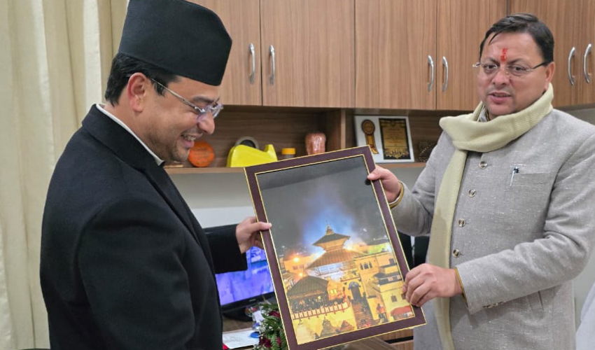 सुदूरपश्चिम प्रदेश सभा सदस्य देउवा र उत्तराखण्डका मुख्यमन्त्रीबिच भेटवार्ता