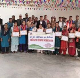 त्रिवेणी नगरपालिका पूर्ण खोप सुनिश्चितता तथा दिगोपना पालिका घोषणा