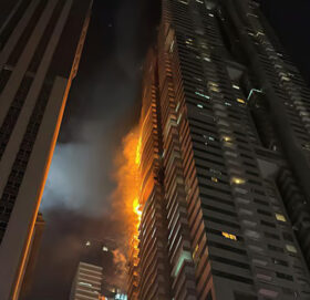 दुबईको ६७ तले टाइगर टावरमा भिषण आगलागी