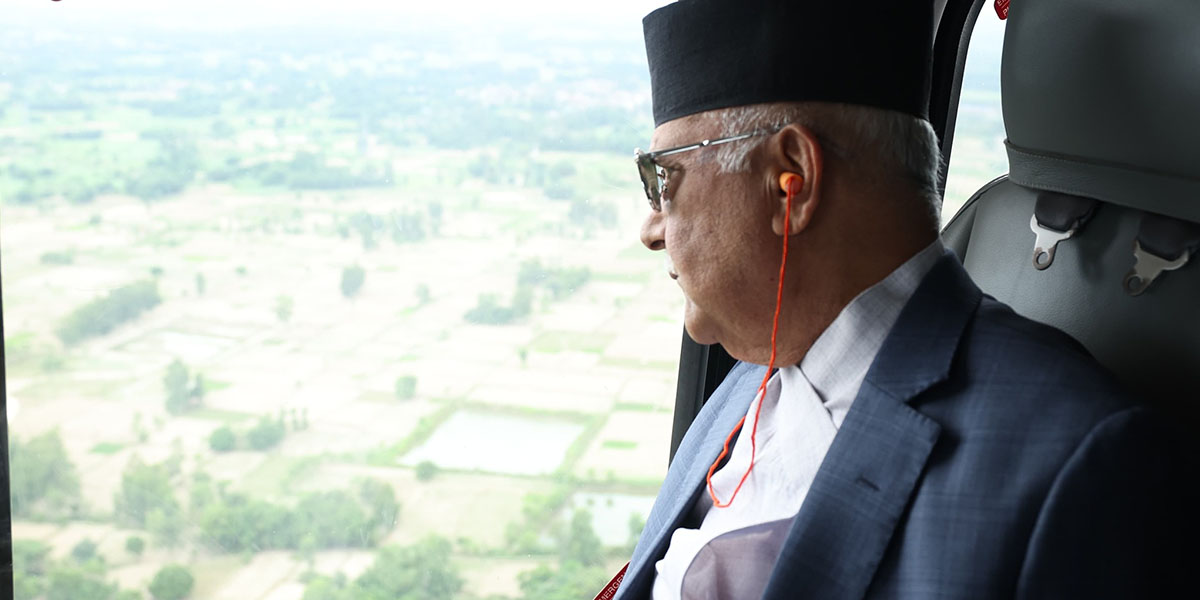 मधेशको सुक्खा क्षेत्रमा प्रधानमन्त्रीको हवाई अवलोकन