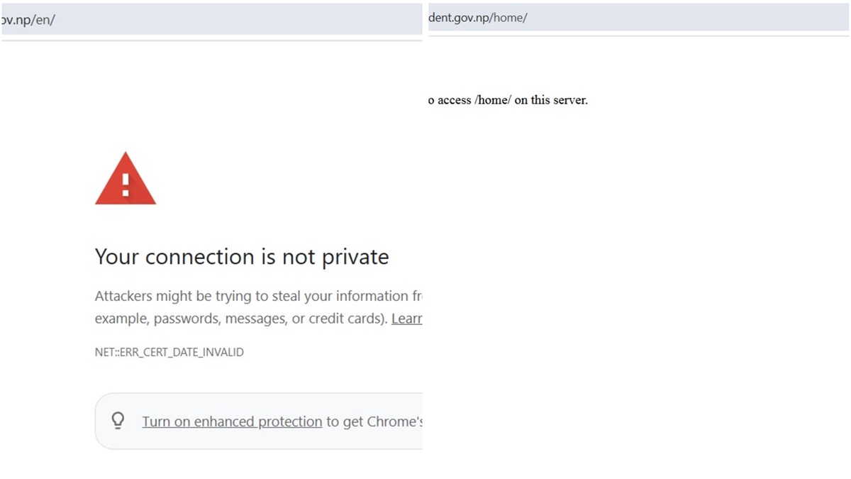 चल्न छाडे राष्ट्रपति र प्रधानमन्त्रीको कार्यालयका वेबसाइट
