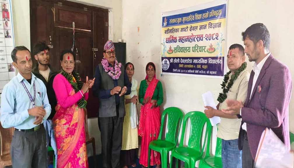 त्रिवेणीमा बडीमालिका मष्टोदेवल ज्ञानविज्ञान धार्मिक महामहोत्सवकाे सचिवालय उद्घाटन