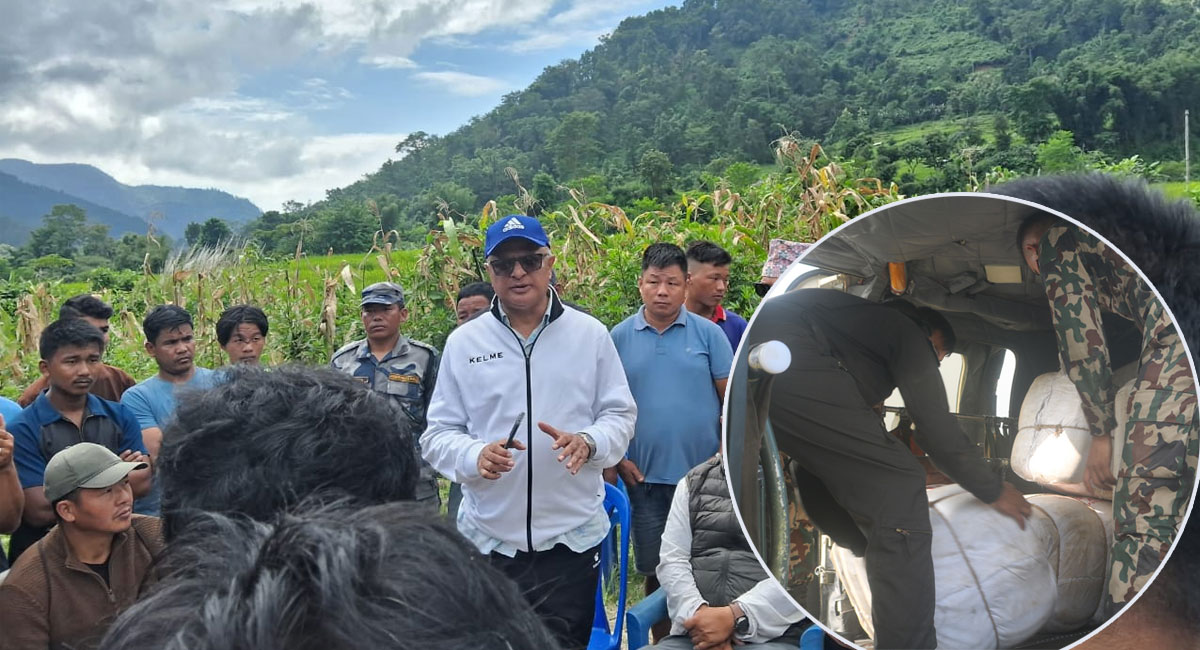 कोशी प्रदेश सरकारले हेलिकप्टरमार्फत इलाममा राहत पुर्‍याउँदै