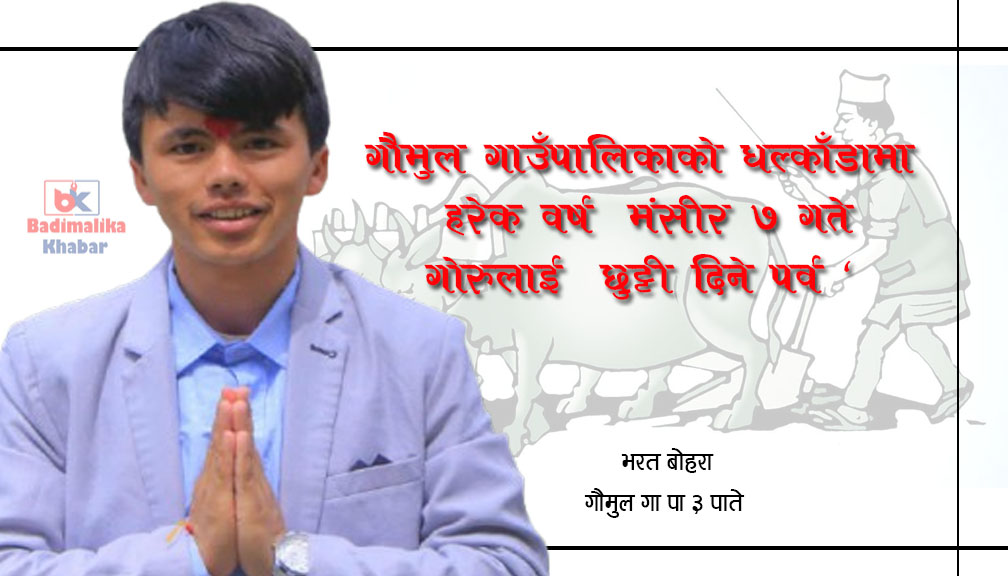 गौमुल गाउँपालिका-३ धल्काँडाकाे ‘मैझाडो’, गोरुलाई छुट्टी दिने पर्व