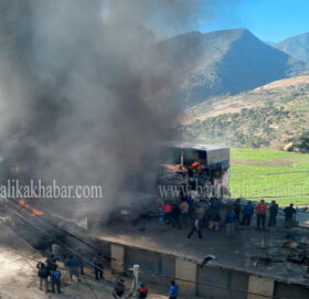 मार्तडी बजारको आगो २ घण्टापछि नियन्त्रणमा, करोडौंको धनमाल जलेर खरानी